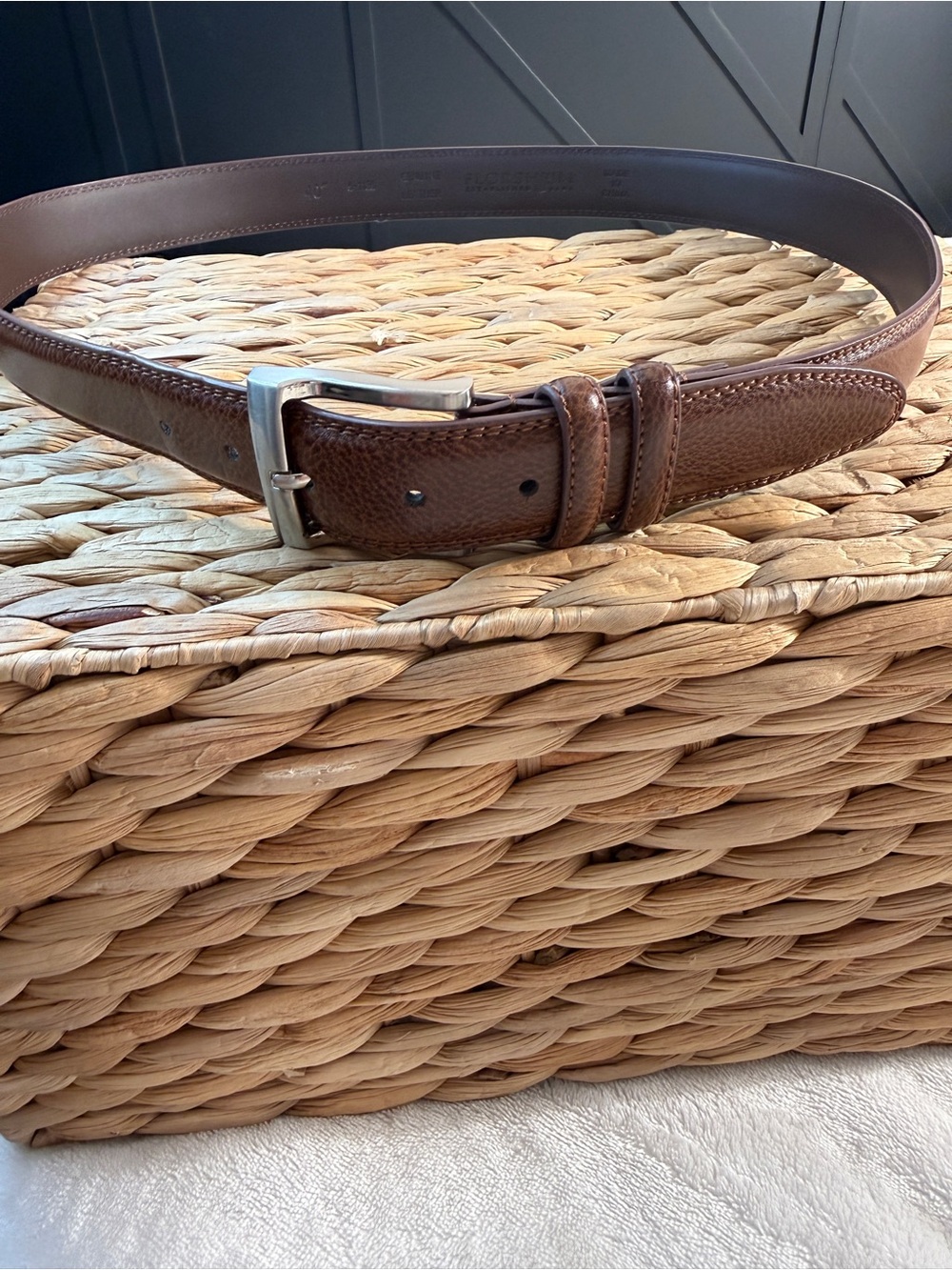 Florsheim Men's Brown Pebbled Genuine Leather Dress Belt Size 40 Style 5-1136